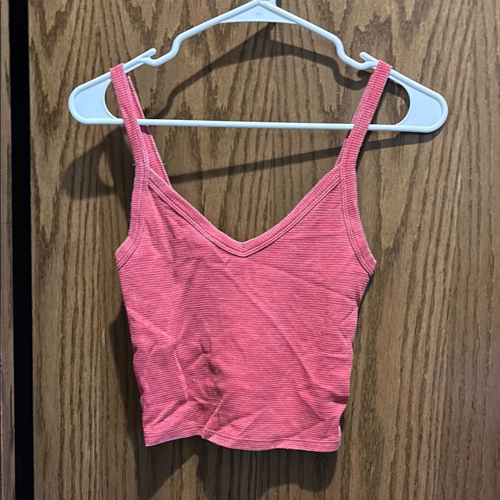 American Eagle Outfitters Pink Fitted Crop Camisole